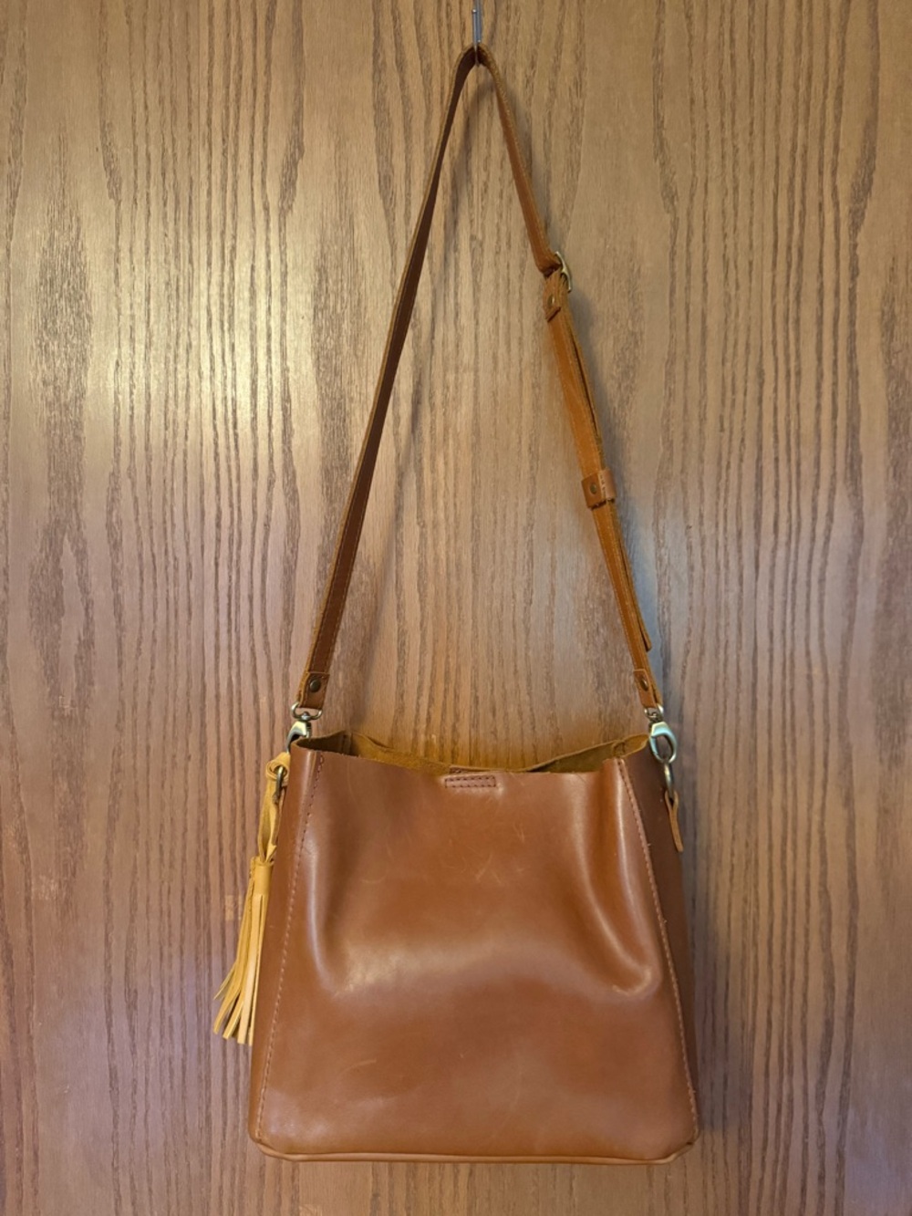 Portland Leather Butterfly Bucket Bag Honey Full Grain Leather Boho Classic - Picture 7 of 15